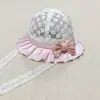Chapéu de Bebê Verão Malha Fina Respirável Chapéu de Pescador para Meninas Laço de Princesa Proteção Solar Chapéu Bucket Primavera