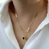 Tiktok quente aço titânio preto e branco dupla face romano digital colar feminino clavícula tudo combina corrente clavícula corrente suéter joia
