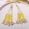 Estilo Chino Borla Flecos Vintage Perlas Perlas Colgante Pequeño DIY Dopamina Colorido Broche Accesorio Colgante Encanto para Bolsa