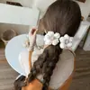 Fio Color-Blocking Outono e Inverno Flor Dupla Presilha Banana Presilha de Rabo de Cavalo Tamanho Grande para a Parte de Trás da Cabeça Mostrar Volume do Cabelo Presilha Vertical Única Penteado Semi-Preso