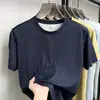 Camiseta de Manga Corta para Hombre sin Costuras de Lino y Seda, Paquete de 80 Piezas, Nuevo Estilo Verano 2026, Cuello Redondo, Color Sólido, Camiseta para Hombre de Tacto Fresco