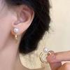 Pendientes de Metal A Dos Usos Tipo C Pendientes de Perla Aguja de Plata Diseño de Nicho Estilo Frío de Alto Nivel Pendientes de Corea del Sur