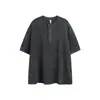 Yidao Vintage 2026 Verano Nuevo Tendencia Retro Japonesa Estilo Old Money Texturizada Holgada Cuello Henley Manga Corta Camiseta para Hombre