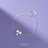 Pulsera de orquídea con lazo para mujer, plata de ley s999, dulce flor Mori, pulsera de plata pura, joyería sencilla al por mayor