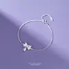 Pulsera de Flor de Lirio del Valle con Lazo para Mujer Plata de Ley S999 Dulce Flor del Bosque Pulsera de Plata Pura Joyería Simple Venta al Por Mayor