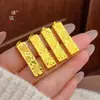 Lujoso Collar de Alta Gama con un Pequeño Colgante de Barra de Oro en Oro de 24 Quilates con Tecnología que Conserva el Color, Diseño de Cristal de Hielo y Símbolos de Buena Fortuna