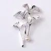 DIY hecho a mano punto nuevo hoja de ginkgo perla rama de flor forma de perla abrigo suéter broche accesorios material en stock