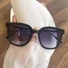 Gafas de Sol Degradadas Color Té para Mujer con Rostros Redondos, Montura Grande, Estilo Coreano, Sensación de Alta Gama, Gafas de Sol de Celebridad de Internet, Protección UV