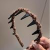 Tiara de Gato com Orelhas de Leopardo Preenchida Celebridade da Internet Tiara Fofa Mesmo Estilo de Dongdaemun Tiara para Menina Acessórios de Cabelo Grossos Grampo para Mulheres