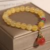 Pulsera Pequeña de Melocotón de Cobre para Mujer Pulsera de Citrino Imitación para Mujer Diseño de Nicho Ins Estilo Chino Nuevo Simple