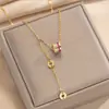 Collar de Acero de Titanio para Mujer con Diseño de Cintura Delgada, Incrustado con Estilo de Lujo Ligero, Cadena de Cuello Simple y Versátil, Venta al por Mayor desde el Fabricante