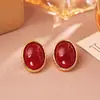 Aretes de Tachuela Ovalados Ojo de Tigre Maillard Lujo Ligero Gama Alta Simples Retro Estilo Hong Kong Individuales para Mujer