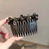 Peine Invertido de Nuevo Estilo Coreano y Japonés con un Toque de Alta Gama, Herramienta de Peinado para Mujeres, Exquisito Peine para el Cabello de Perla y Cristal, Accesorio para el Cabello Lateral