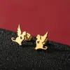 Brincos de Gatinho Fofo Desenho Animado Moda Ins Novo Estilo Simples Feminino Aço Inoxidável Coração Vazado Brincos
