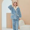 Conjunto de pijama de franela personalizado casual de otoño e invierno para pareja, cálido y grueso, OEM disponible, se puede usar fuera