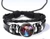 Pulsera de doce constelaciones joyería europea y americana aleación de vidrio caliente transfronteriza multicapa tejida luminosa punk cuero sueño