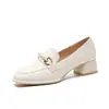 Zapatos pequeños de cuero suave zapatos de cuero para mujer tacones altos 2026 primavera otoño estilo británico otoño blanco suela blanda trabajo nuevos mocasines cómodos