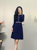 2026 Elegante y Versátil Vestido Negro de Punto, Nuevo Vestido Suéter de Punto con Cuello Redondo y Corte A Estilo Francés para Mujer