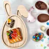 Bandeja Decorativa de Madera con Conejo Temática de Pascua Transfronteriza Bandeja para Ensalada, Pastel, Galletas Plato de Madera