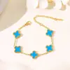 Pulseira de trevo de quatro folhas banhada a ouro 18k pulseira de corrente de trevo de quatro folhas da sorte charm pulseira de moda feminina cor duradoura presente