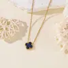 Collar de Acero Inoxidable de Cuatro Hojas Transfronterizo para Mujer, Cadena para Clavícula con Colgante de Trébol de la Suerte de Nácar por Ambos Lados, Joyería de Lujo de Nicho
