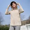 Roupa com Capuz de Seda de Gelo Proteção Solar UPF50+ Roupa de Proteção Solar Moda Verão Feminina Fina Fio Original Jaqueta de Proteção Solar para Exterior