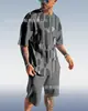 Aliexpress Europeo y Americano Tendencia Masculina Casual Estilo Playa Camiseta con Estampado 3D Texturizado Traje de Shorts Venta al por Mayor Personalización