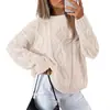 Suéter de Punto Grueso, Holgado, Casual, Suave para Mujer, Cuello Redondo, Moda Otoño/Invierno 2026, Colores de Moda Europeos y Americanos, Suéter de Manga Larga