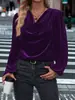 2026 Novo Estilo Elegante de Primavera Transfronteiriço Pulôver de Elastano Gola Alta Caimento Solto Camiseta Feminina de Manga Longa