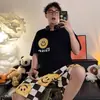 Conjunto de pijama de verano para hombre, de manga corta y pierna corta, ligero, talla grande, corte holgado, adecuado para usar como ropa de estar en casa