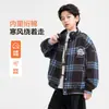 Ropa de Abrigo de Algodón Grueso Estilo Coreano a Cuadros de Lana para Niños Invierno 2025 Nueva Chaqueta de Algodón para Jóvenes y Niños