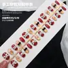 Arte de Uñas Popular Rojo Festivo con Diseño de León en Relieve para Año Nuevo, Puntas de Uña Cortas Hechas a Mano que Realzan el Cutis