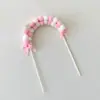 Decoração de Bolo Bola de Metal Arco de Pelúcia Cartão Plug-in Coração de Menina Rosa Arco de Laço Cartão de Bolo