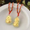 Collar de Jade Blanco Hetian con Incrustaciones de Oro Colgante de Guanyin Buda Colgante de Oro y Jade Engrosado 4D Buda Maitreya Producto Popular para Atraer Clientes