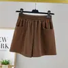 Pantalones Cortos Deportivos de Algodón Terry para Mujer Verano Nuevo Sueltos de Pierna Ancha Ropa Exterior Delgada Cintura Alta Casual Versátil Hogar Pantalones Cortos Calientes