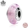 Europa y Estados Unidos suministro popular cuentas de vidrio de burbuja rosa plata de ley S925 decoración de hilo de vidrio fábrica directa Y SCZ025