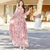 Vestido de Chiffon Novo de Verão 2024 Manga Longa Europeu e Americano Vestido de Comércio Exterior Vestido Leve de Praia Feminino Amazon para Mulheres