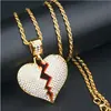 Deseo Amazon, gran oferta, personalidad europea y americana, forma de desamor, colgante para hombres y mujeres, collar de rap hip hop con corazón roto