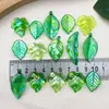 Hoja de Arce Plateada Perforada Simulada Hoja Verde Hoja de Uva Colgante de Acrílico Transparente Pendientes DIY Hechos a Mano Accesorios de Joyería