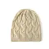 Gorro grueso de cachemira para otoño e invierno, unisex, gorro de cachemira de cabra pura, gorro de punto trenzado grueso de moda, gorro de punto retorcido