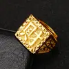 Anillo Abierto de Latón Dorado al por Mayor con la Palabra "Fuhua" para Hombres, Anillo de Oro Imitación Dorado al por Mayor para Hombres, Vendedor Ambulante