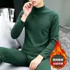 Conjunto térmico de cuello alto medio para hombre, colección de invierno 2026, conjunto de ropa interior térmica de forro polar cepillado por ambos lados