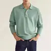 Camisas polo masculinas europeias e americanas transfronteiriças, coleção primavera e outono, camisetas de manga comprida estilosas e sofisticadas com um colarinho distinto, direto da fábrica para drop shipping