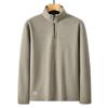 Ropa para Hombre Transfronteriza Otoño e Invierno Nuevo Grueso Casual Media Cremallera Cuello Alto Color Sólido Top Sudadera Cálida de Forro Polar para Hombre