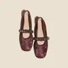 Zapatos Planos Retro de Moda para Mujer en Stock con Correas de Pedrería, Zapatos Casuales con Punta Cuadrada Única, Zapatos de Color Sólido, Zapatos para Mujer de Huizhou
