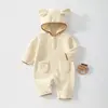 Mono de otoño e invierno para bebé niño y niña, mameluco de manga larga para bebé, con capucha de forro polar Clase A, traje lindo y suave para gatear