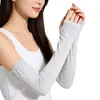 Guantes de Protección Solar de Verano, Mangas de Hielo, Mangas Integradas con Protección Solar, Mangas de Hielo para Mujer, Protección Solar para Exteriores, Mangas de Seda de Hielo Anti-UV