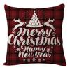 Amazon Venta Caliente Navidad Nuevo Alce Cuadros Pino Coche Sofá Funda de Cojín Lino Funda de Almohada Venta al por Mayor