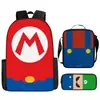 Mochila de Liberación Rápida Transfronteriza de Dibujos Animados de Mario para Estudiantes de Primaria y Secundaria Bolsa Escolar de Tres Piezas Mochila Bolso de Hombro Estuche para Lápices Venta al por Mayor