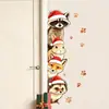 Lindas pegatinas navideñas de animales del bosque para ranura de puerta, autoadhesivas, removibles, para decoración de pared de dormitorio, creando una atmósfera festiva